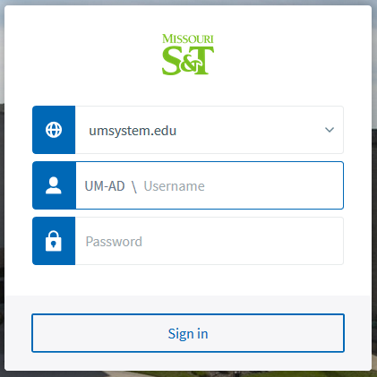 Apps Anywhere login screen for S&T